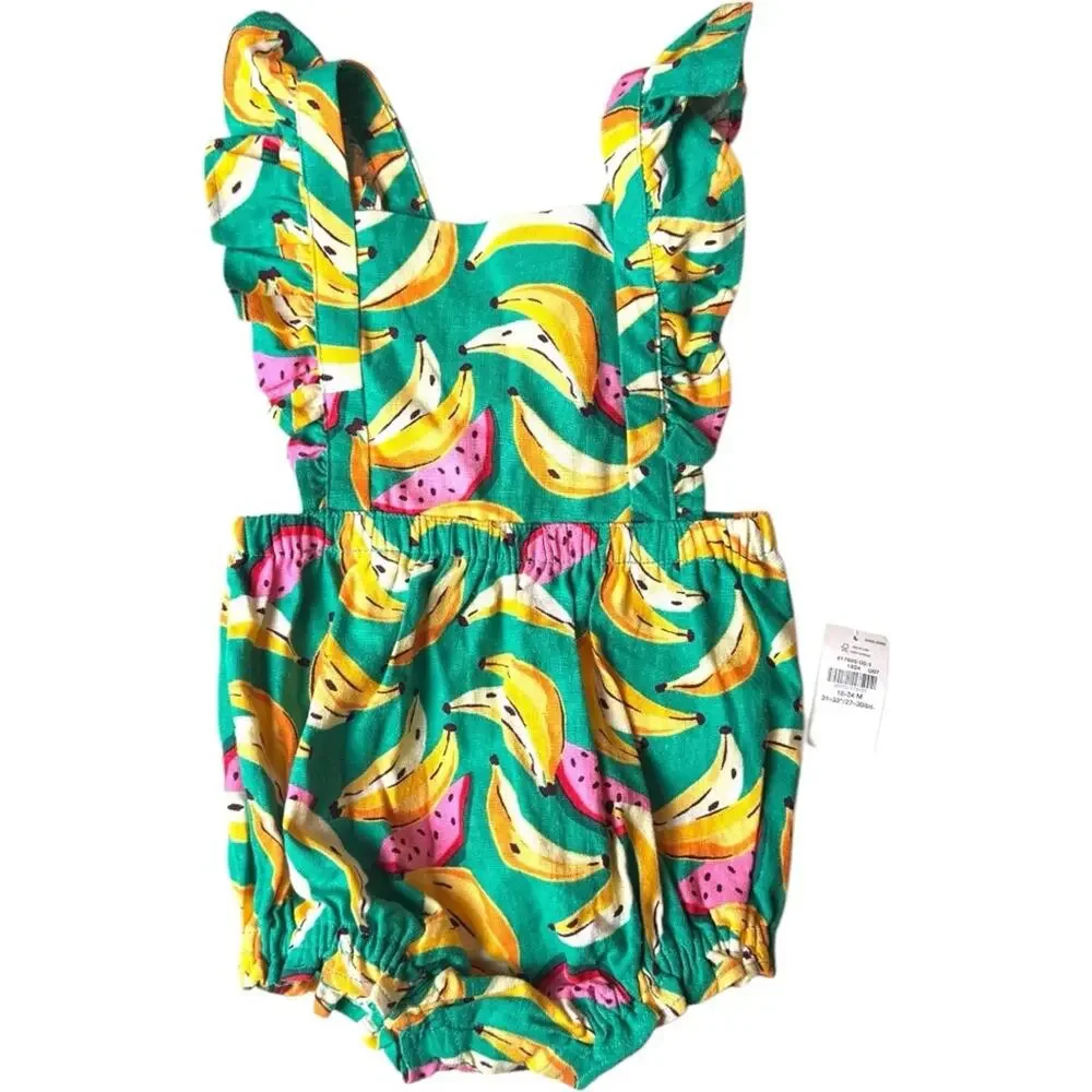 Old Navy Summer Seasonal Toddler Beach Tropical Printed Romper Sz 18-24 M NWT